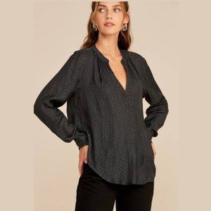 NWT - Dark Navy Leopard Jacquard Blouse